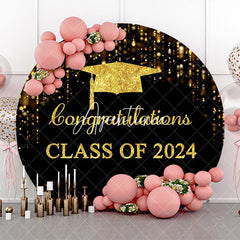 Aperturee - Round Black Gold Class 2024 Congrats Grad Backdrop