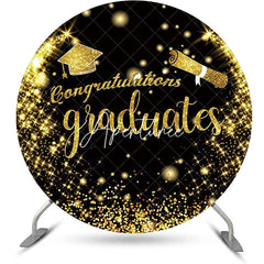 Aperturee - Round Black Gold Congratulation Backdrop For Grad