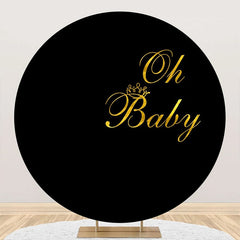 Aperturee - Round Black Gold Oh Baby Boy Gender Reveal Backdrop