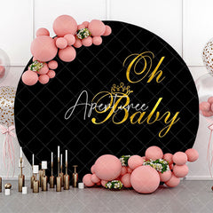 Aperturee - Round Black Gold Oh Baby Boy Gender Reveal Backdrop