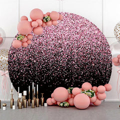 Aperturee - Round Black Pink Sparkling Backdrop For Birthday