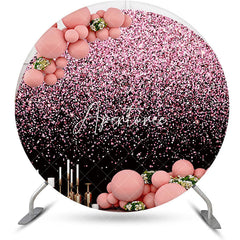 Aperturee - Round Black Pink Sparkling Backdrop For Birthday