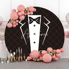 Aperturee - Round Black White Suit Tie Birthday Party Backdrop