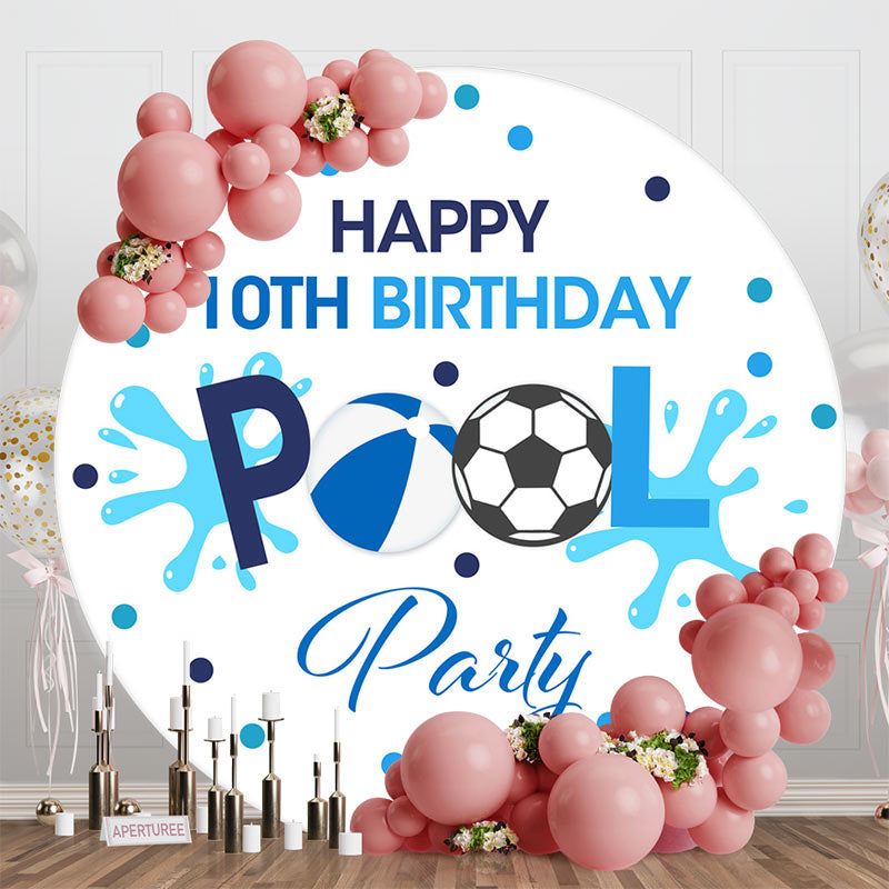 Aperturee - Round Blue Ball Pool 10th Birthday Party Backdrop