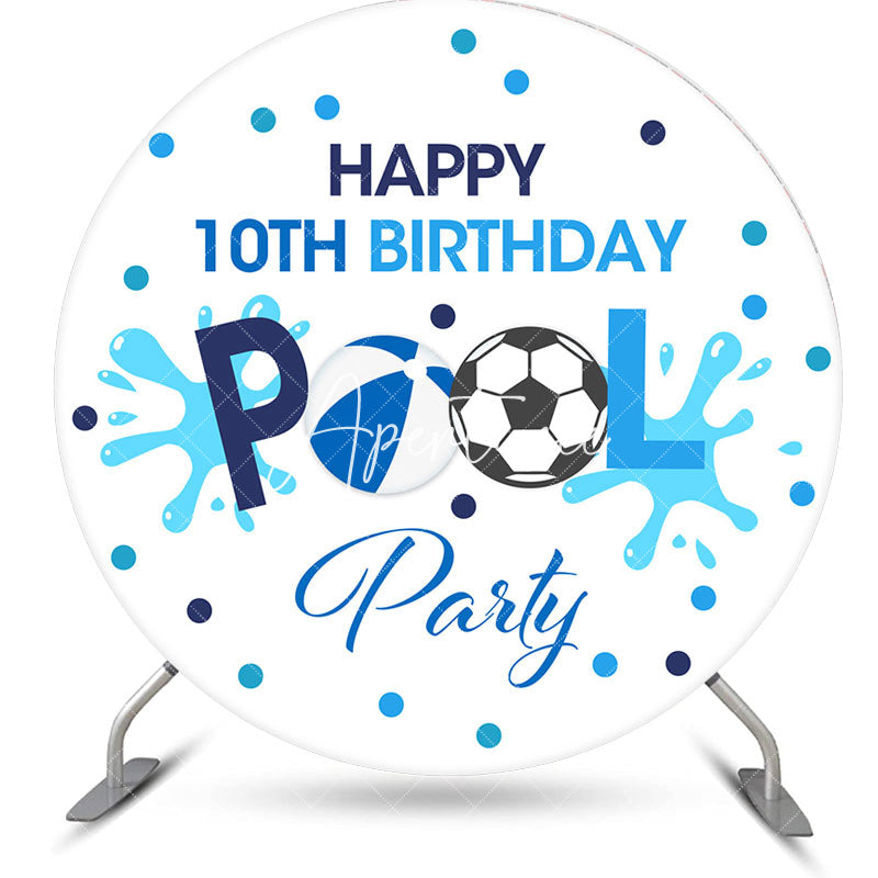 Aperturee - Round Blue Ball Pool 10th Birthday Party Backdrop