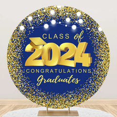 Aperturee - Round Blue Gold Class Of 2024 Congrats Grad Backdrop