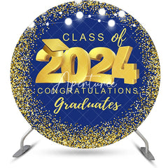 Aperturee - Round Blue Gold Class Of 2024 Congrats Grad Backdrop