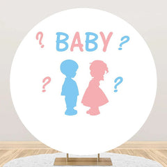 Aperturee - Round Blue Pink Baby Outline Gender Reveal Backdrop