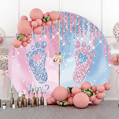 Aperturee - Round Blue Pink Diamond Sparkle Baby Shower Backdrop