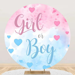 Aperturee - Round Blue Pink Girl Or Boy Gender Reveal Backdrop