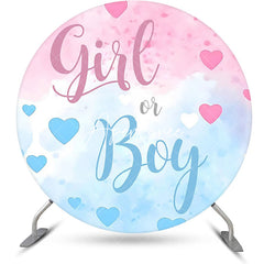 Aperturee - Round Blue Pink Girl Or Boy Gender Reveal Backdrop