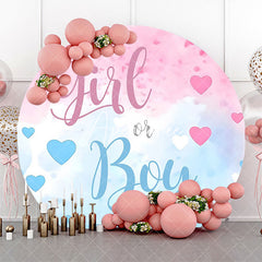 Aperturee - Round Blue Pink Girl Or Boy Gender Reveal Backdrop