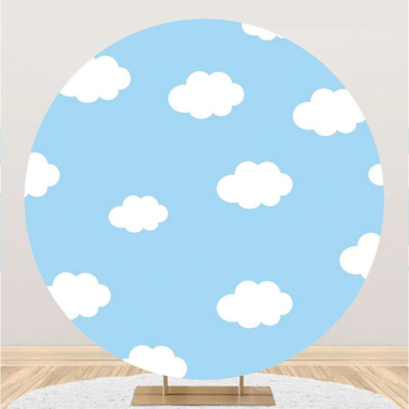 Aperturee Round Blue Sky White Clouds Birthday Backdrop For Party