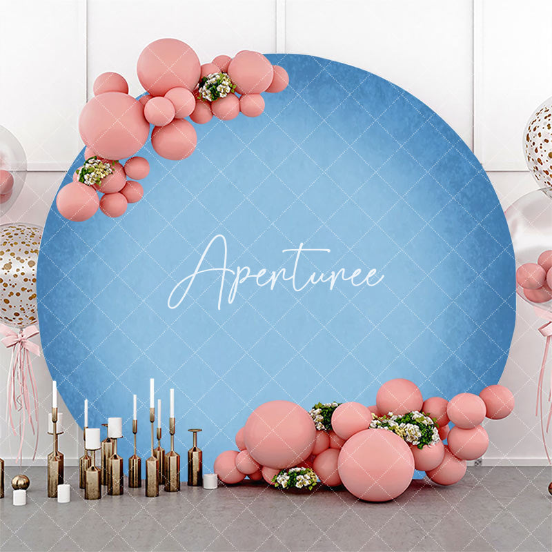 Aperturee - Round Blue Solid Color Gradient Birthday Backdrop