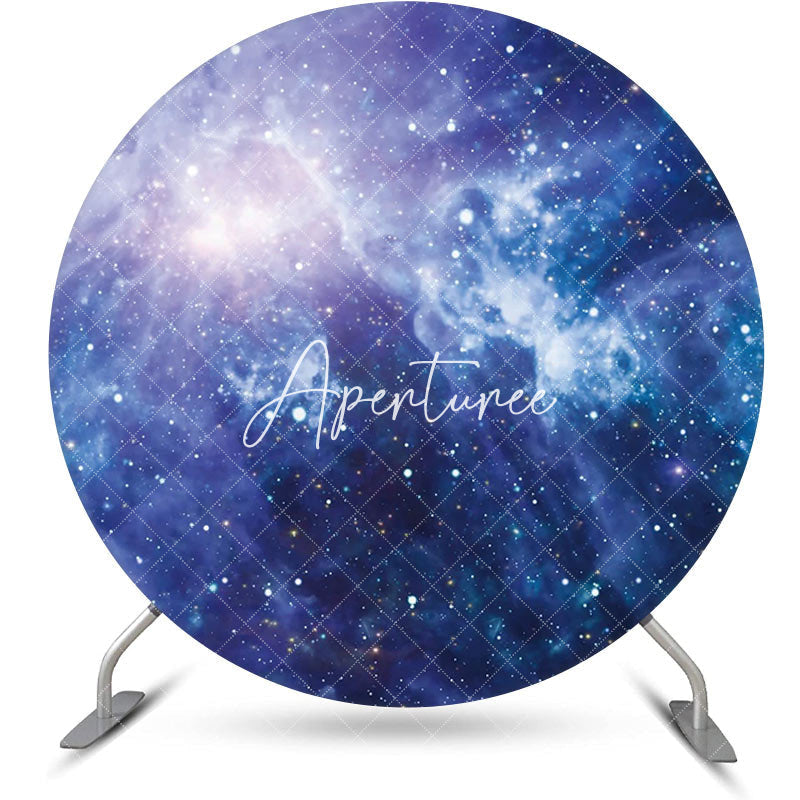 Aperturee - Round Blue Universe Stars Texture Birthday Backdrop