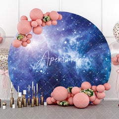 Aperturee - Round Blue Universe Stars Texture Birthday Backdrop