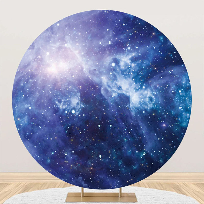 Aperturee - Round Blue Universe Stars Texture Birthday Backdrop