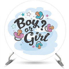 Aperturee - Round Blue White Pacifier Gender Reveal Backdrop