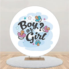 Aperturee - Round Blue White Pacifier Gender Reveal Backdrop