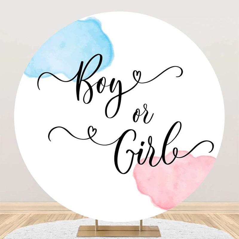 Aperturee - Round Boy Or Girl White Backdrop For Gender Reveal