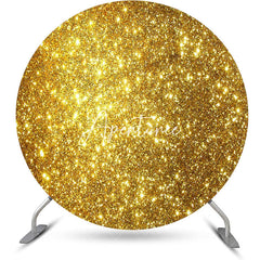 Aperturee - Round Bright Golden Yellow Glitter Birthday Backdrop