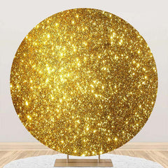 Aperturee - Round Bright Golden Yellow Glitter Birthday Backdrop