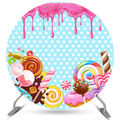 Aperturee Round Candy Land Theme Happy Birthday Backdrop For Kid