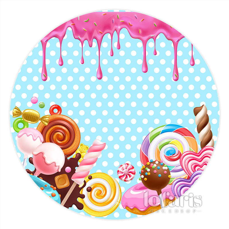 Aperturee Round Candy Land Theme Happy Birthday Backdrop For Kid