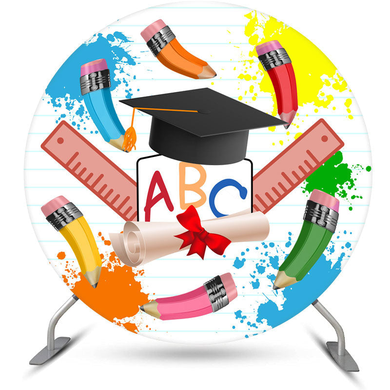 Aperturee - Round Cartoon Kindergarten Graduation Backdrop Kit