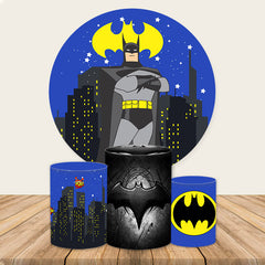 Aperturee Round Cartoon Theme Batman Night Party Backdrop Kit