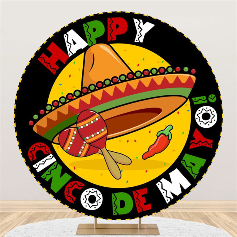 Aperturee - Round Cinco Mayo Backdrop For Mexican Fiesta Party