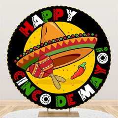 Aperturee - Round Cinco Mayo Backdrop For Mexican Fiesta Party