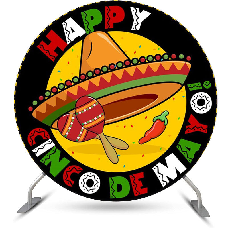 Aperturee - Round Cinco Mayo Backdrop For Mexican Fiesta Party