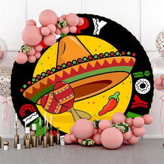 Aperturee - Round Cinco Mayo Backdrop For Mexican Fiesta Party