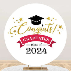 Aperturee - Round Class Of 2024 White Congrats Grad Backdrop