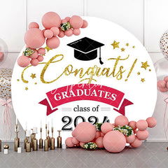 Aperturee - Round Class Of 2024 White Congrats Grad Backdrop