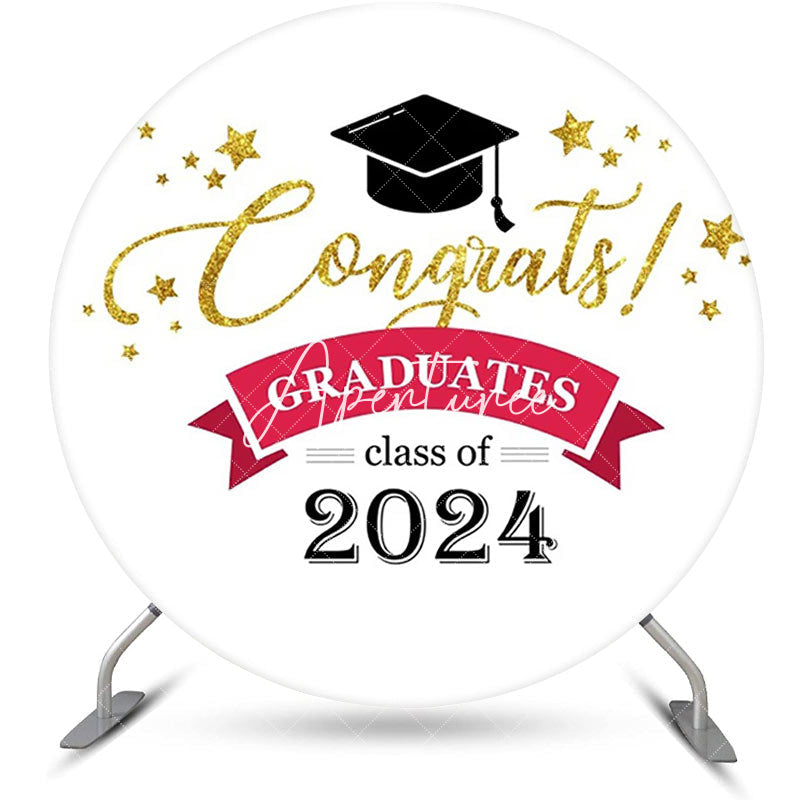 Aperturee - Round Class Of 2024 White Congrats Grad Backdrop