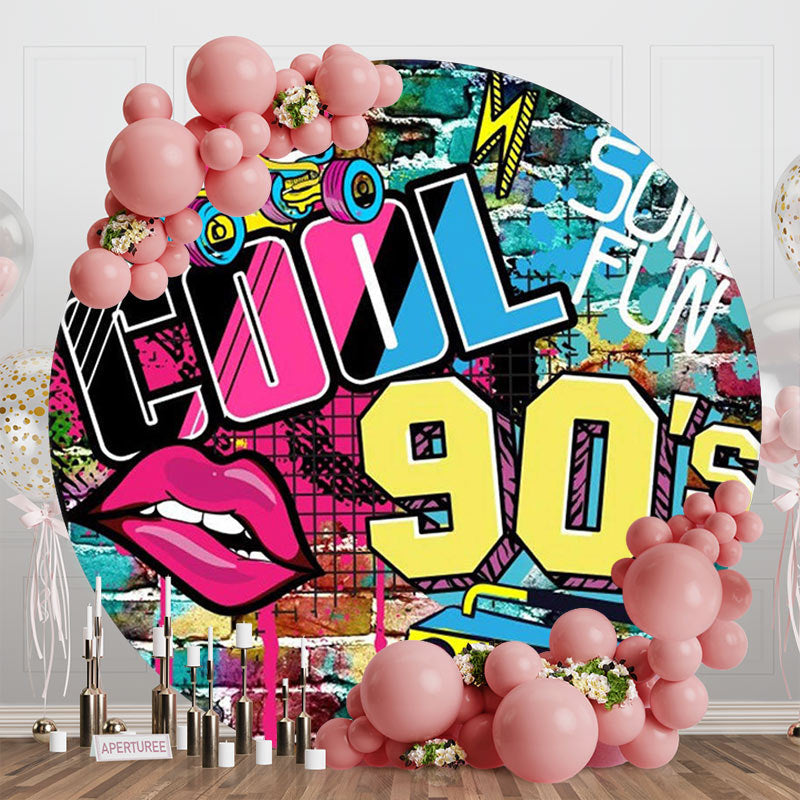 Aperturee - Round Colorful Hiphop Cool 90S Birthday Backdrop