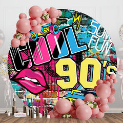 Aperturee - Round Colorful Hiphop Cool 90S Birthday Backdrop