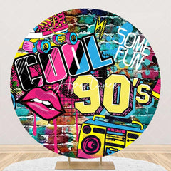 Aperturee - Round Colorful Hiphop Cool 90S Birthday Backdrop