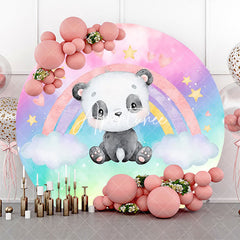 Aperturee - Round Colorful Rainbow Clould Baby Shower Backdrop