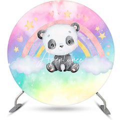 Aperturee - Round Colorful Rainbow Clould Baby Shower Backdrop