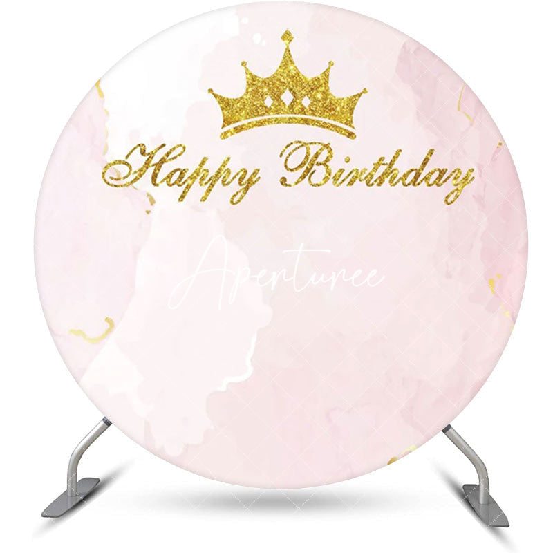 Aperturee - Round Crown Pink Abstract Marble Texture Backdrop