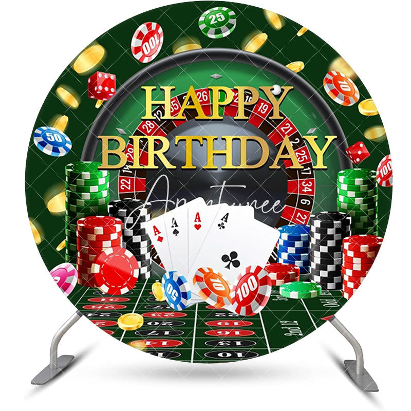 Aperturee - Round Currency Gaming Table Casino Birthday Backdrop