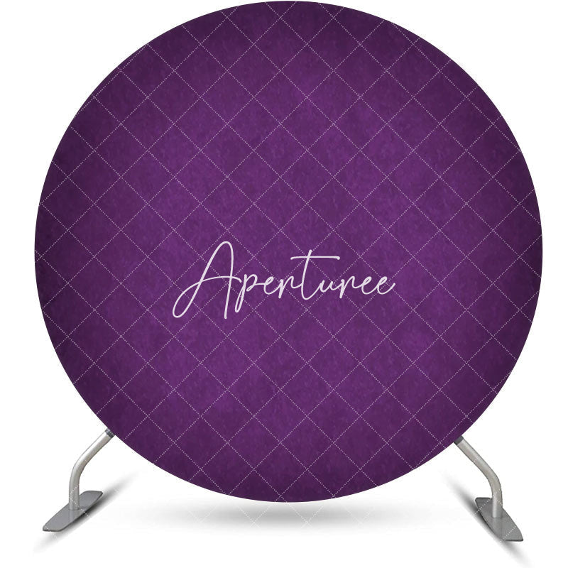 Aperturee - Round Dark Purple Solid Color Texture Birthday Backdrop