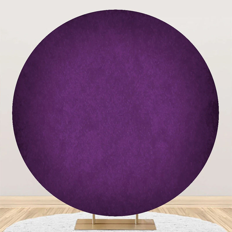 Aperturee - Round Dark Purple Solid Color Texture Birthday Backdrop