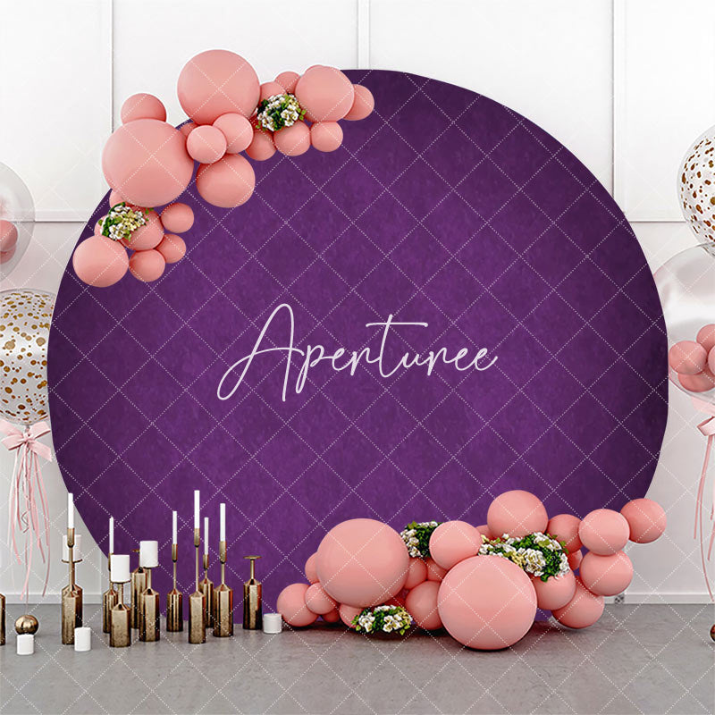 Aperturee - Round Dark Purple Solid Color Texture Birthday Backdrop