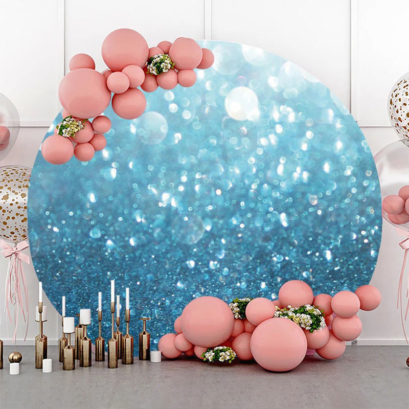 Aperturee - Round Dreamlike Blue Sparkling Bokeh Birthday Backdrop