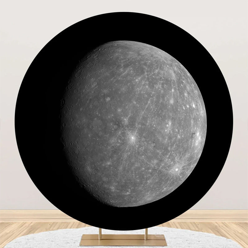 Aperturee - Round Elegant Lunar Surface Space Birthday Backdrop