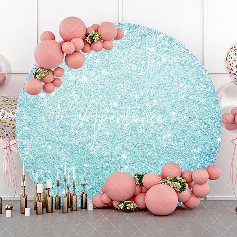 Aperturee - Round Fantasy Blue Sparkling Bokeh Birthday Backdrop